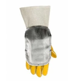 ELMAG Hitzeabweisendes Handschutzschild WELDAS 44-3008LB, Mit Front Aus Fiberglas & Innenseite Aus Spaltleder, BxL=15x20 Cm